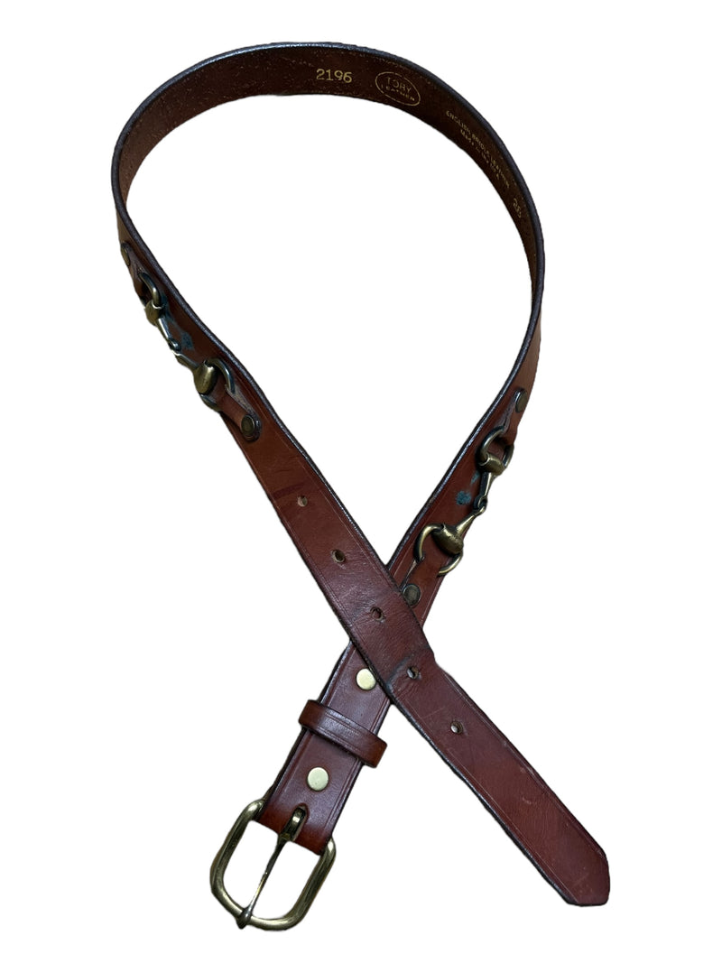 Tory Leather Belt - Brown/Brass - 28 - USED