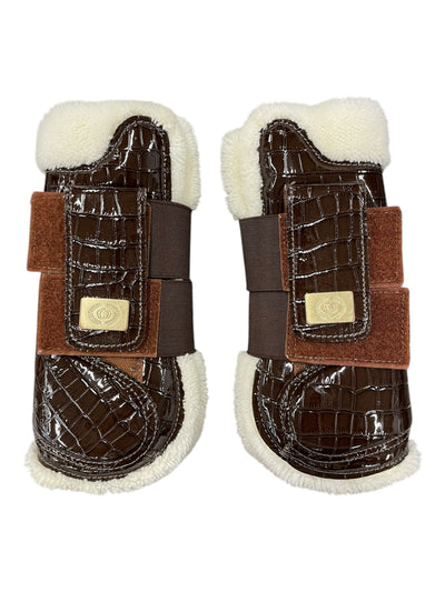 PS Of Sweden Open Fronts/Fetlocks - Brown Croc - F/S - USED