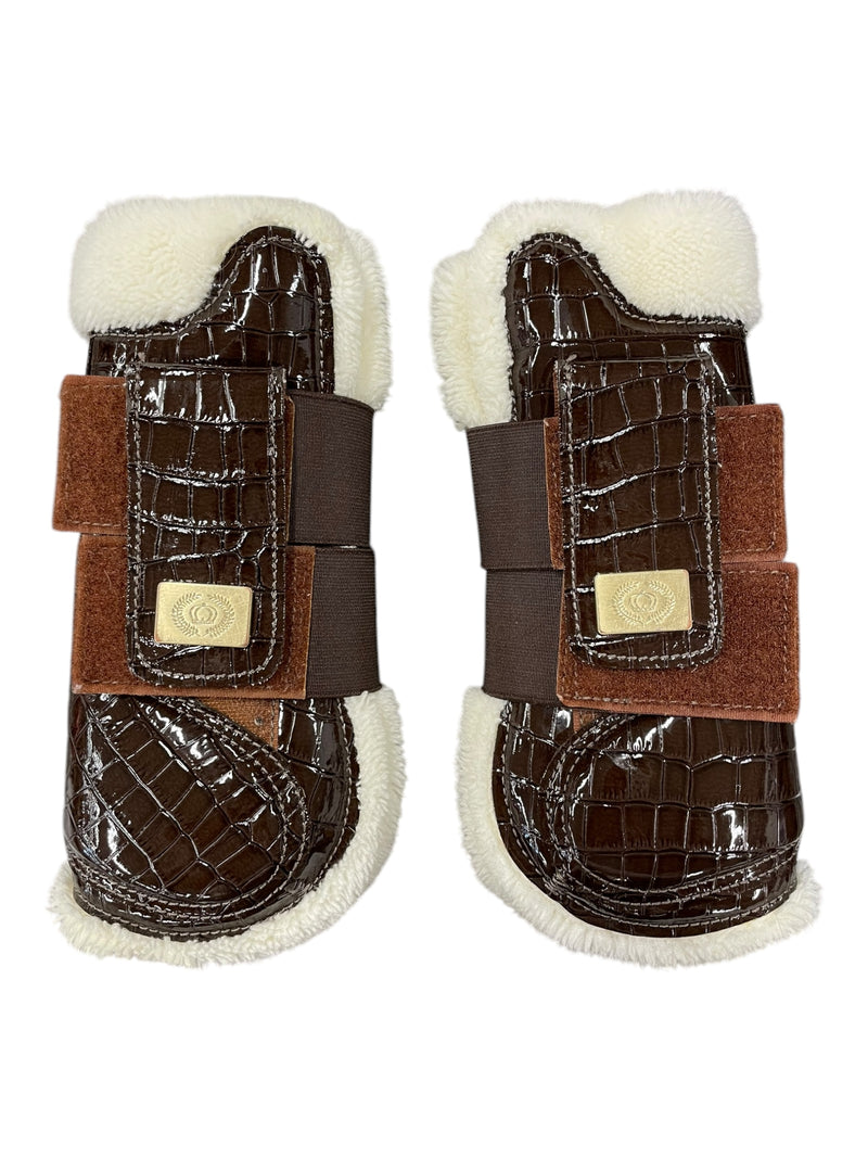 PS Of Sweden Open Fronts/Fetlocks - Brown Croc - F/S - USED