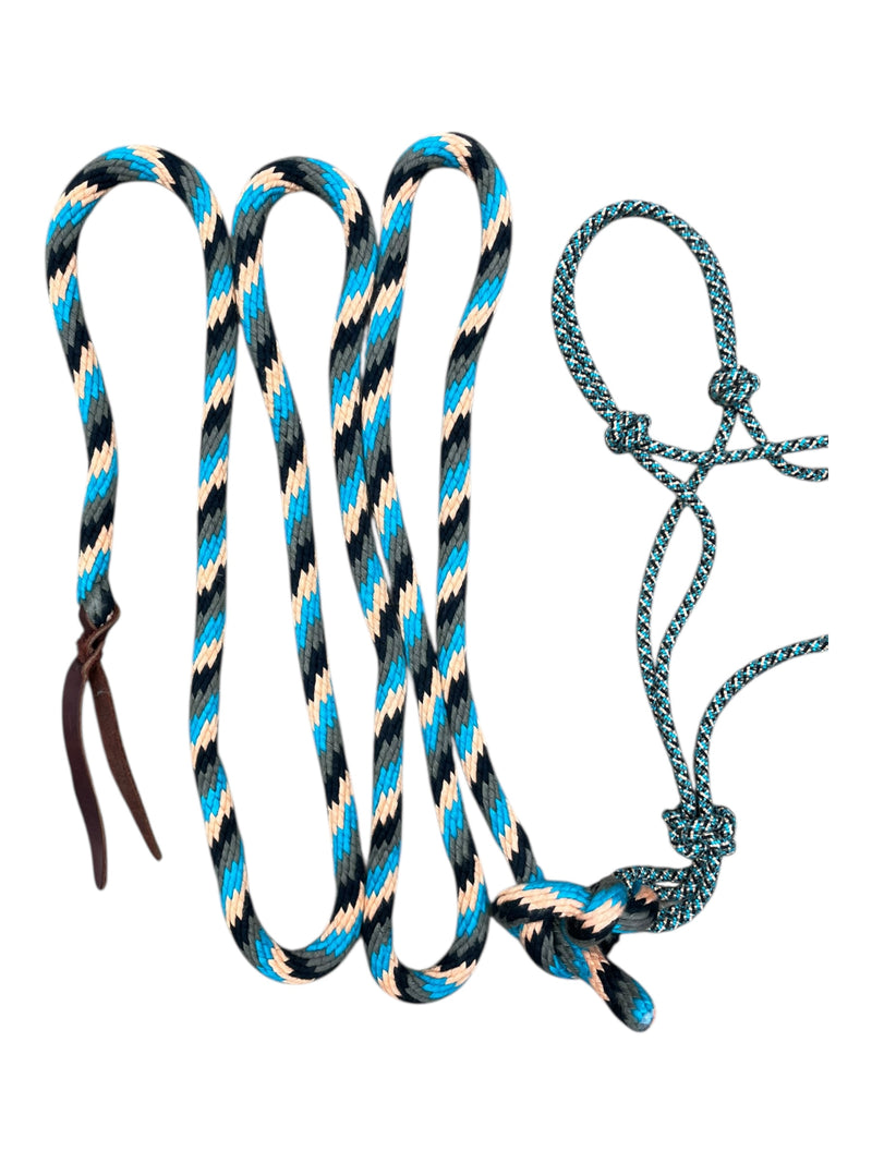 Rope Halter W/ Lead - Blue/Peach/Black - Est. F/S - USED