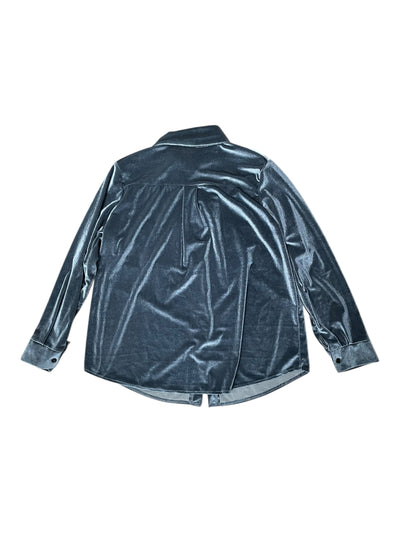 Velvet Button Down Shirt - Gray Blue - Est. L - USED