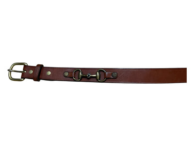 Tory Leather Belt - Brown/Brass - 28 - USED