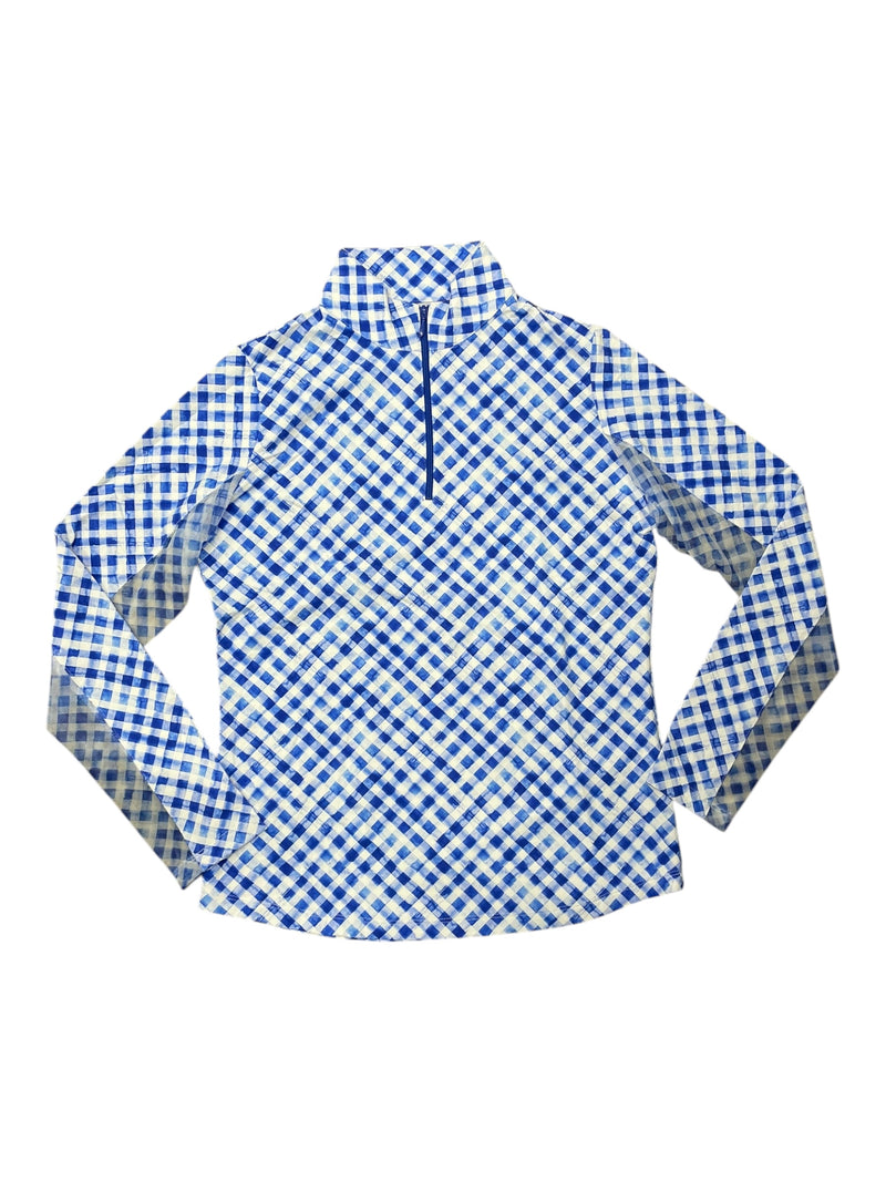IBKUL LS 1/4 Zip - Royal Blue Gingham - S - USED