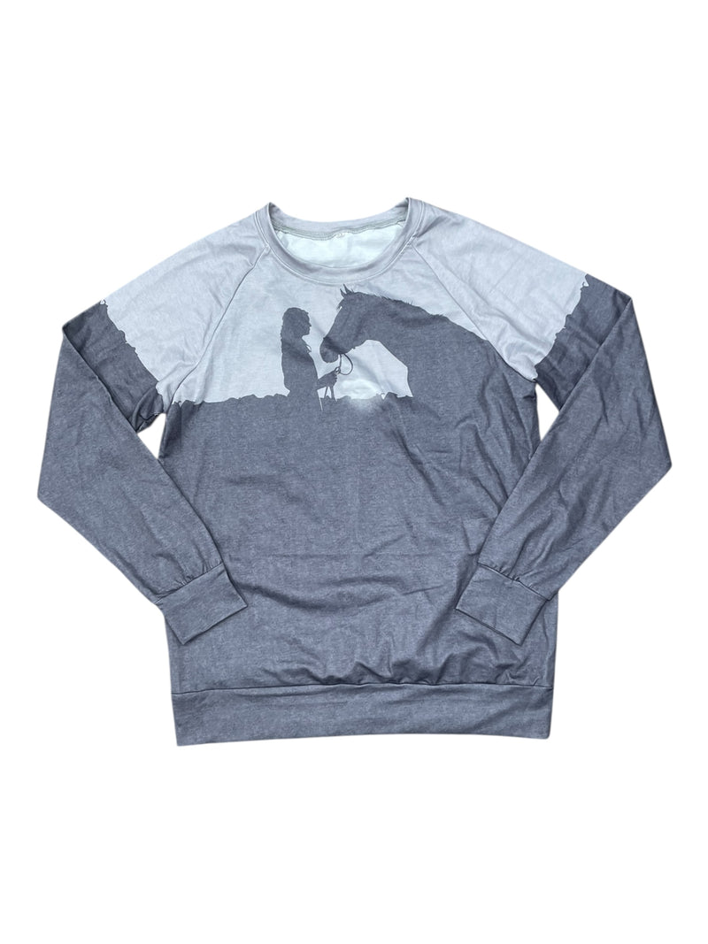 Unbranded Crewneck - Grey Horse Print - M - USED