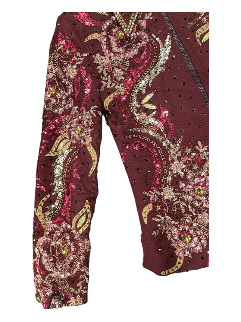 Winning Stitches Custom Showmanship Outfit - Maroon Bling - Approx 4 - USED