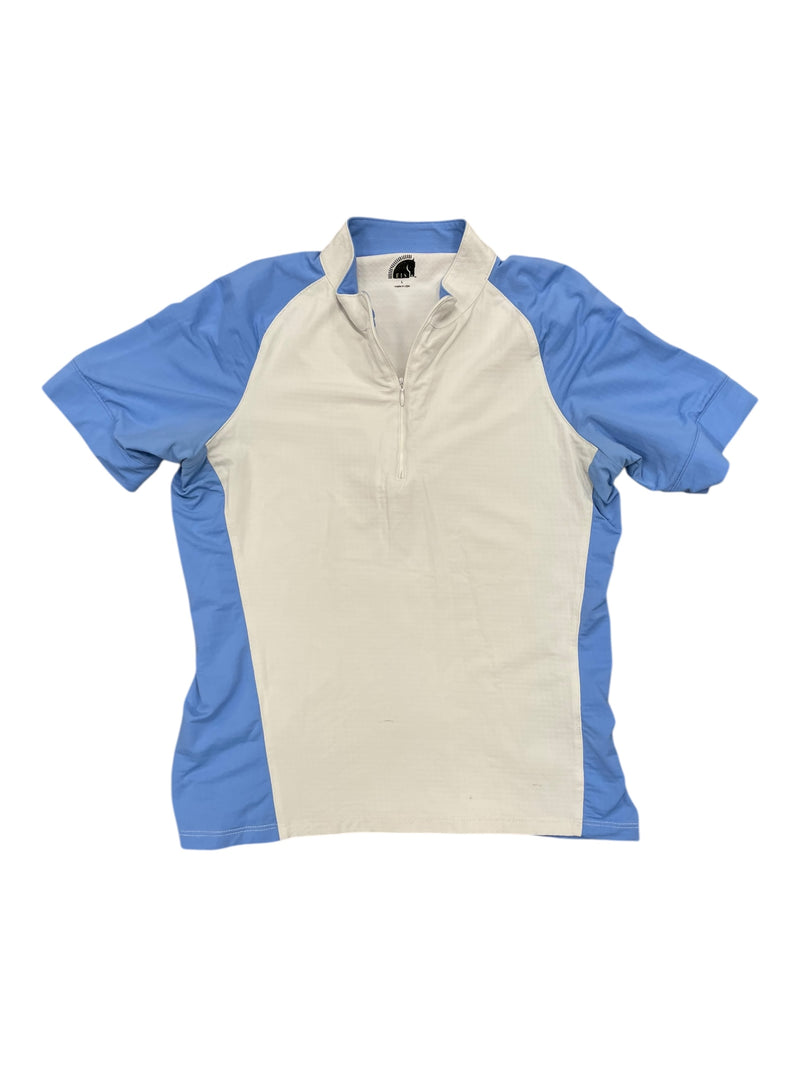 EIS SS 1/4 Zip Top - White/Light Blue - L - USED