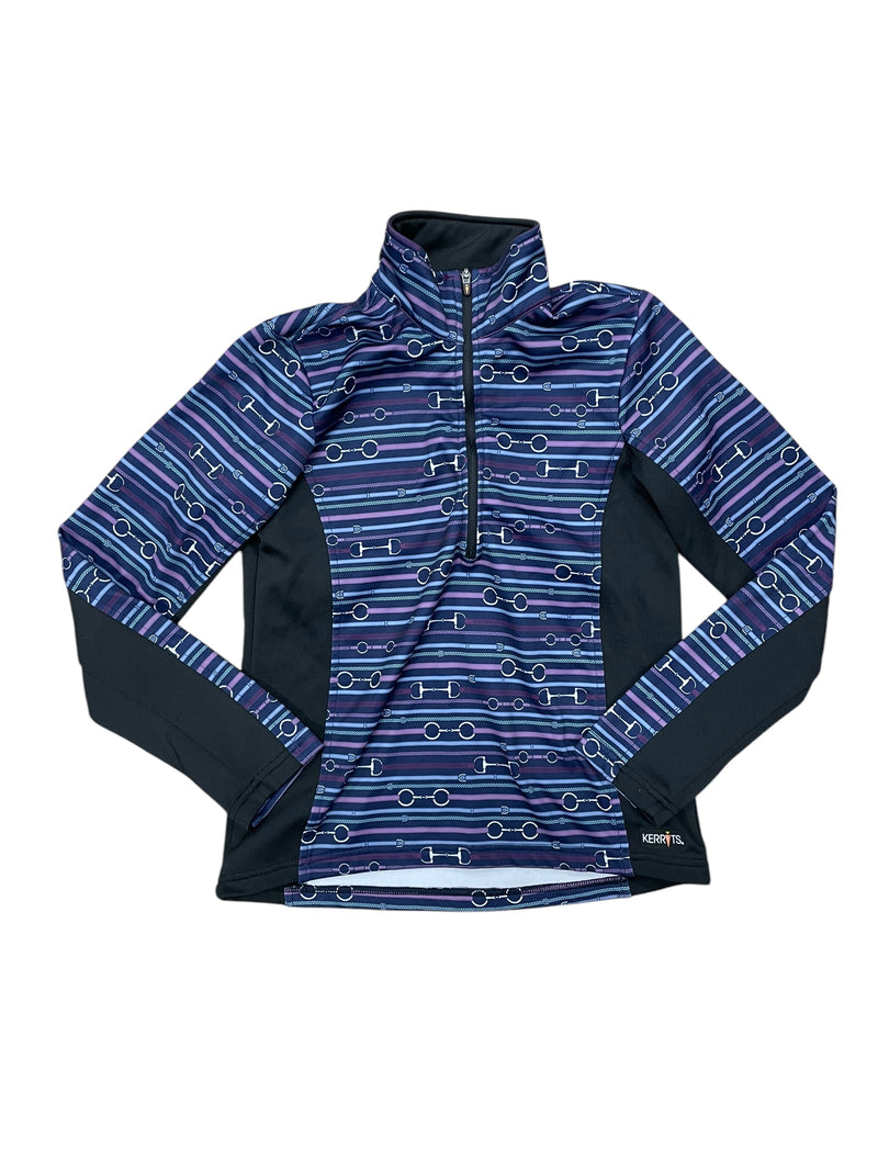 Kerrits 1/4 Zip Pullover - Blue Bits - Youth M - USED