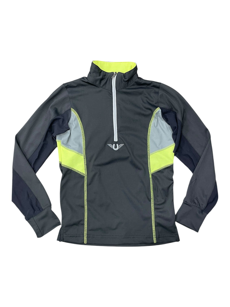 Tuffrider LS Sun Shirt - Grey/Yellow - Youth S - USED