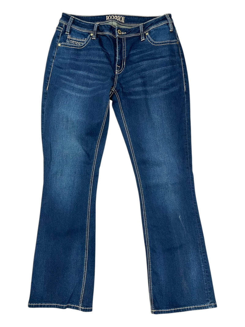 Rock & Roll Riding Jeans - Blue Denim - 32 x 34 - USED