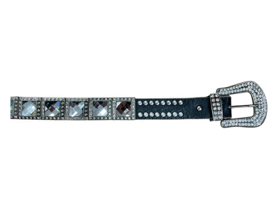 Nocona Bling Belt - Black/Silver Rhinestone - S (39") - USED