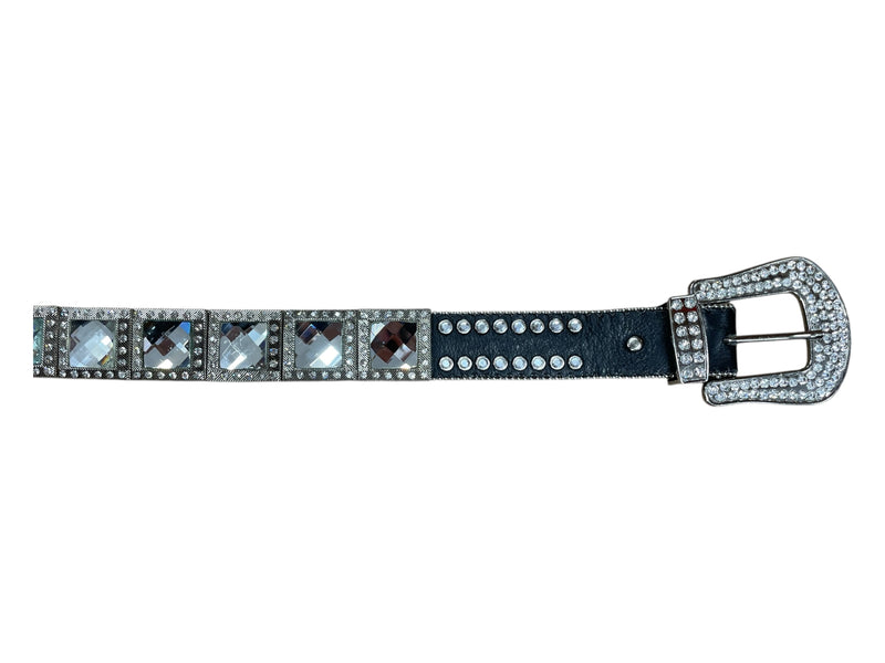 Nocona Bling Belt - Black/Silver Rhinestone - S (39") - USED