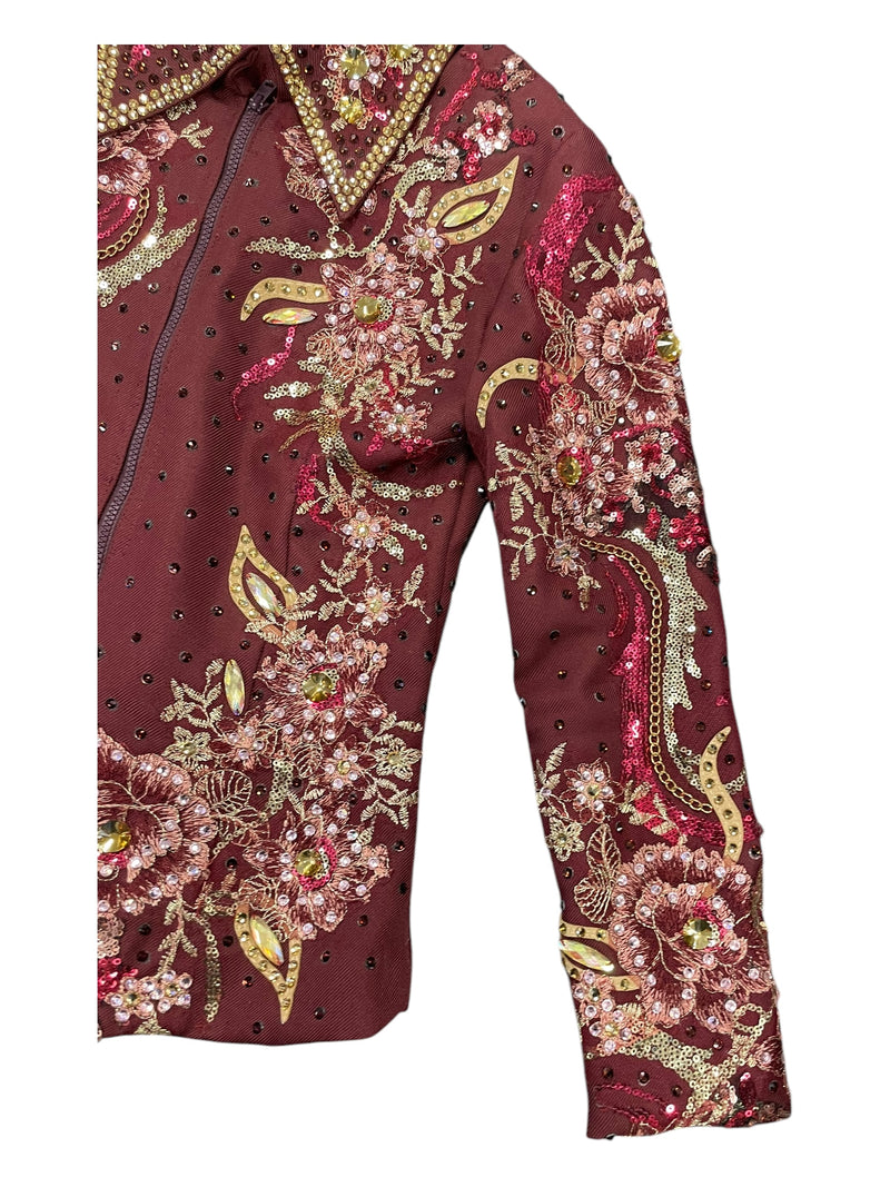 Winning Stitches Custom Showmanship Outfit - Maroon Bling - Approx 4 - USED