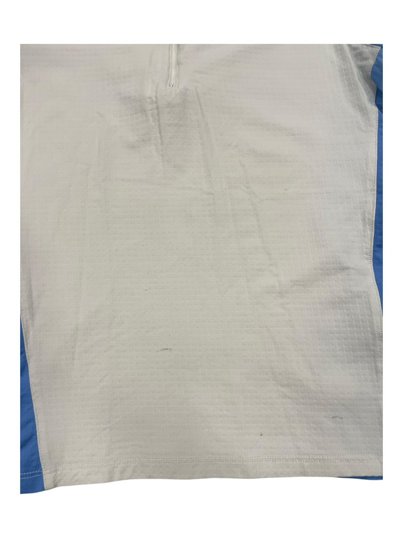 EIS SS 1/4 Zip Top - White/Light Blue - L - USED