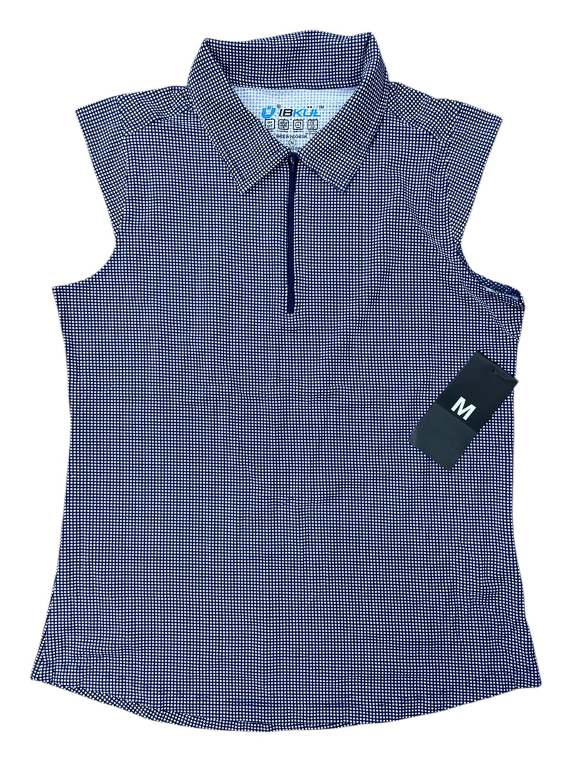 IBKUL Sleeveless Sun Shirt *NWT* - Navy/White Mini Check - M - USED