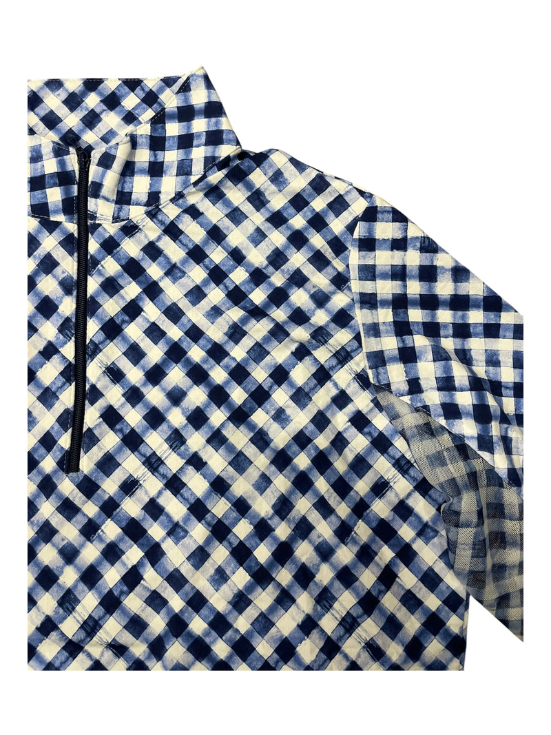IBKUL LS 1/4 Zip - Navy Gingham - S - USED