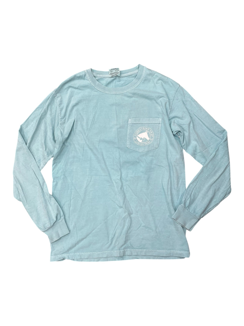Equestrian Prep LS Tee - Light Blue/Print - S - USED