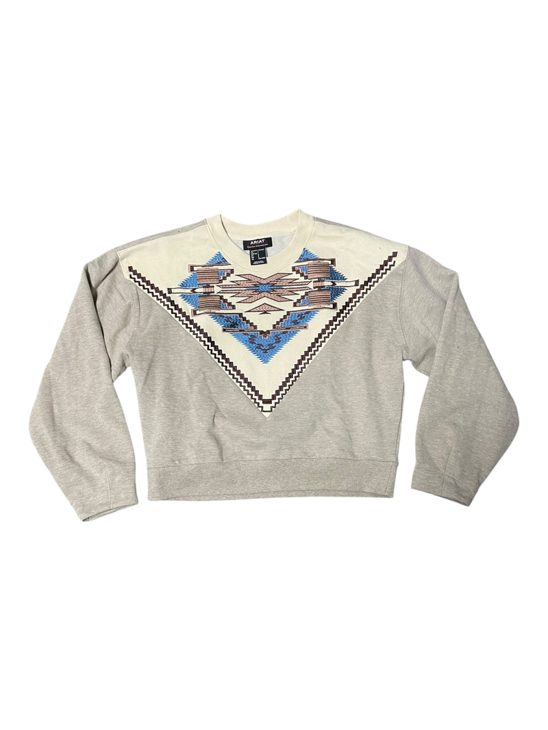 Ariat Cropped Sweater - Cream/Pattern - L - USED