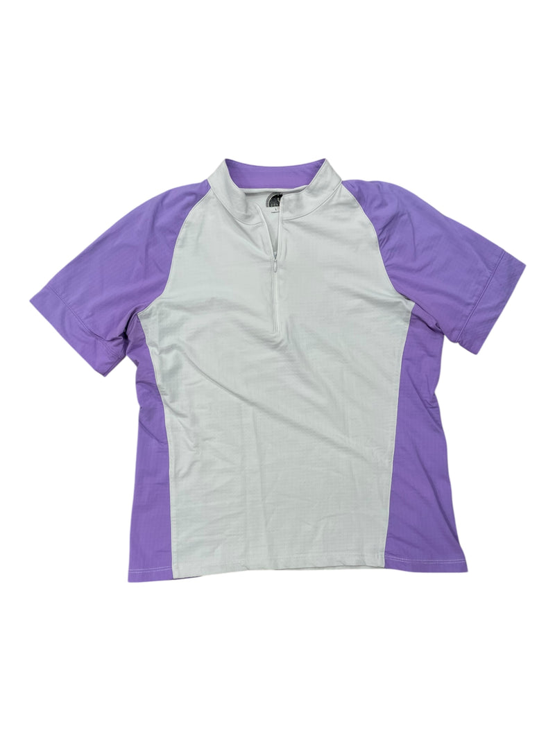 EIS SS 1/4 Zip Top - White/Light Purple - L - USED