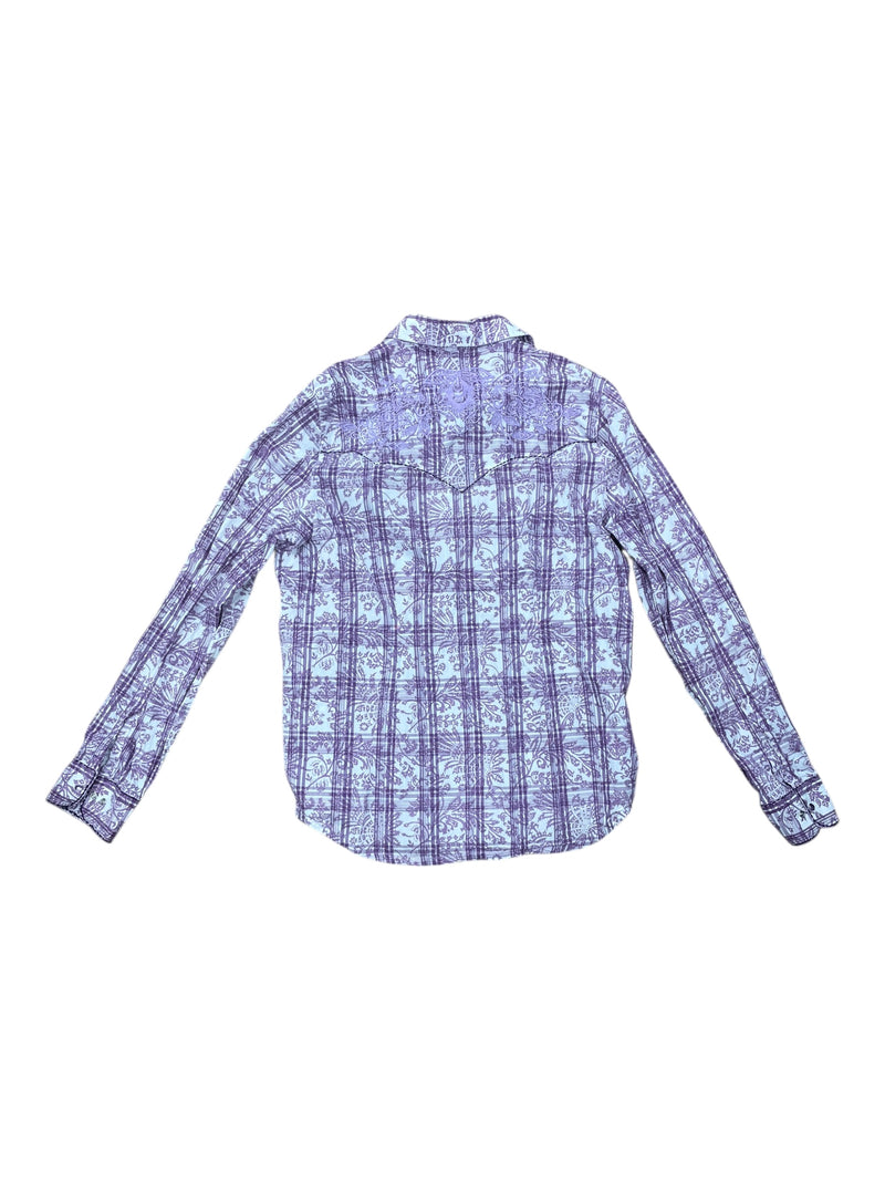 Outback Snap Button Down - Purple Print - XL - USED