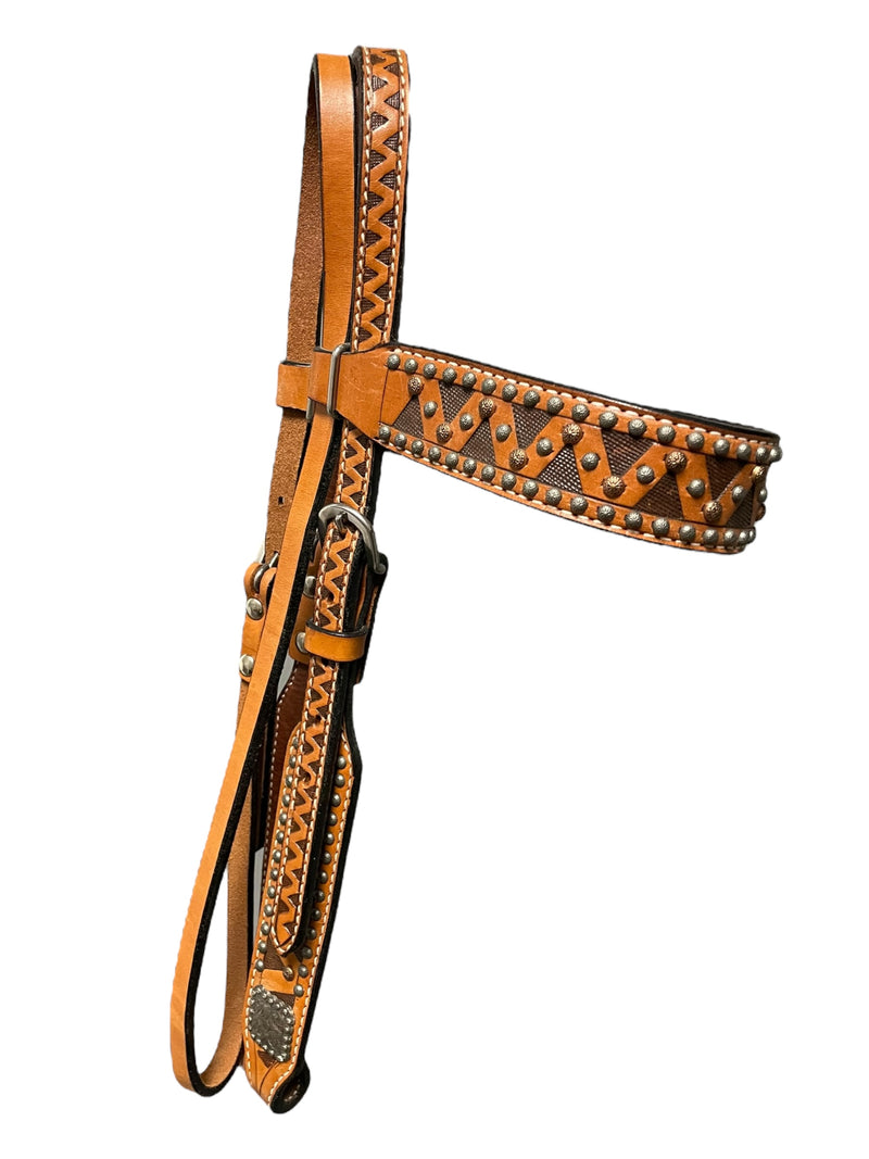 Bar H Equine Headstall - Brown/Pattern - Approx F/S - USED