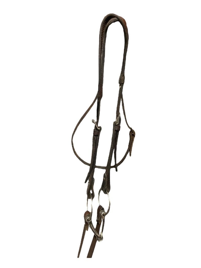 One Ear Headstall W/ Split Reins + Bit - Brown - Approx 5 1/4" - USED