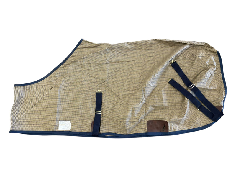 Lightweight Stable Sheet - Tan/Navy Plaid - 74" - USED