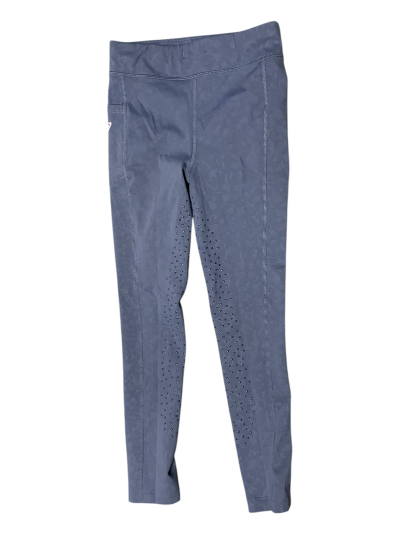 Aubrion Full Leg Tight - Light Blue/Gray Leopard - Youth Age 7-8 - USED