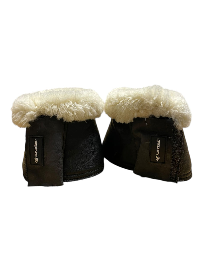 Smartpak Fleece Edge Bell Boots - Black/Natural - L - USED