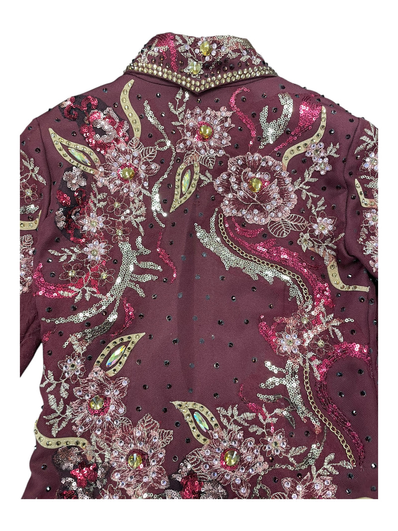 Winning Stitches Custom Showmanship Outfit - Maroon Bling - Approx 4 - USED