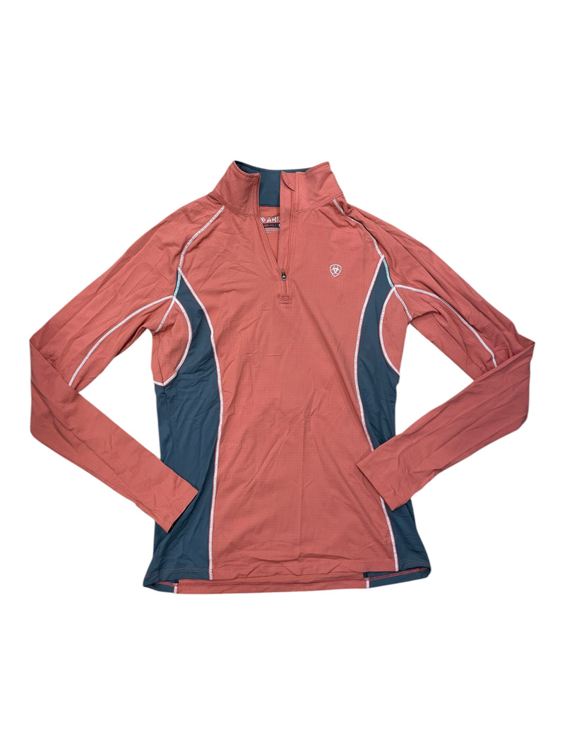 Ariat 1/4 Zip Top - Coral/Grey - S - USED