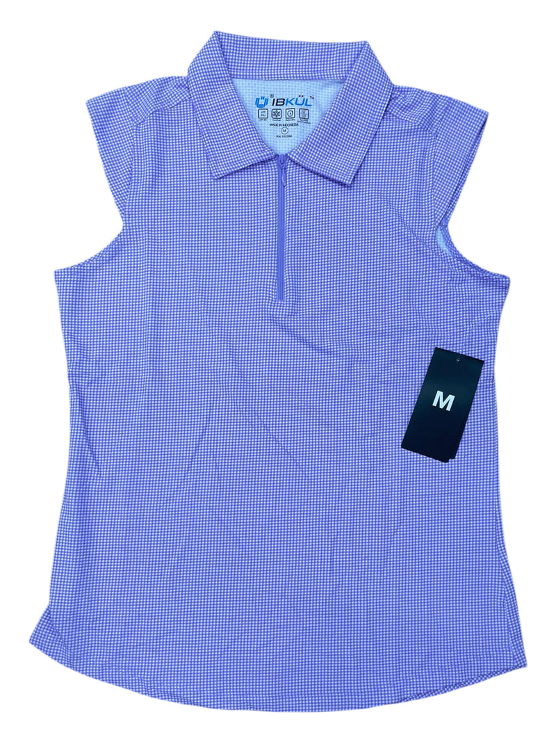 IBKUL Sleeveless Sun Shirt *NWT* - Lavender/White Mini Check - M - USED