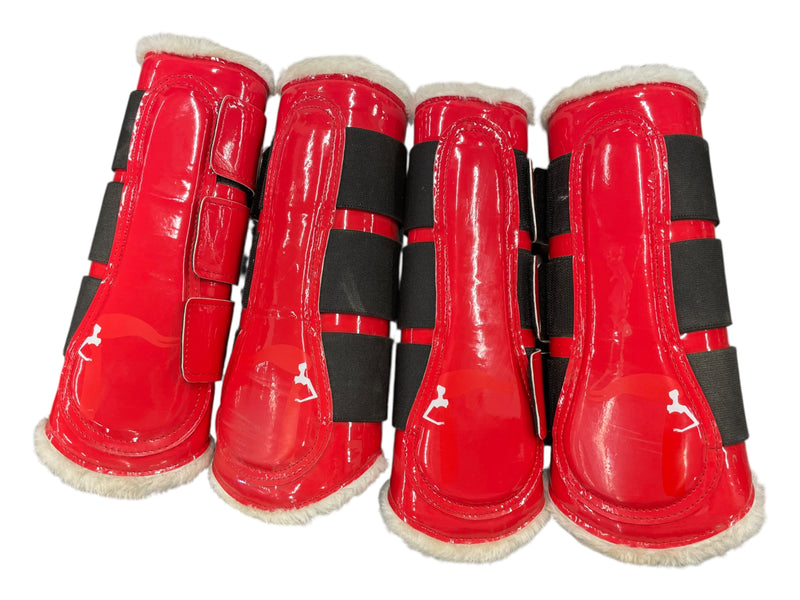 Brushing Boots *set Of 4* - Red/White - F/S - USED