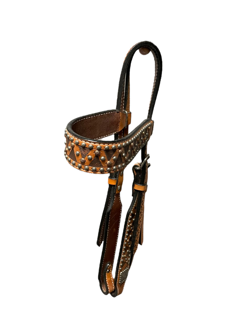 Bar H Equine Headstall - Brown/Pattern - Approx F/S - USED