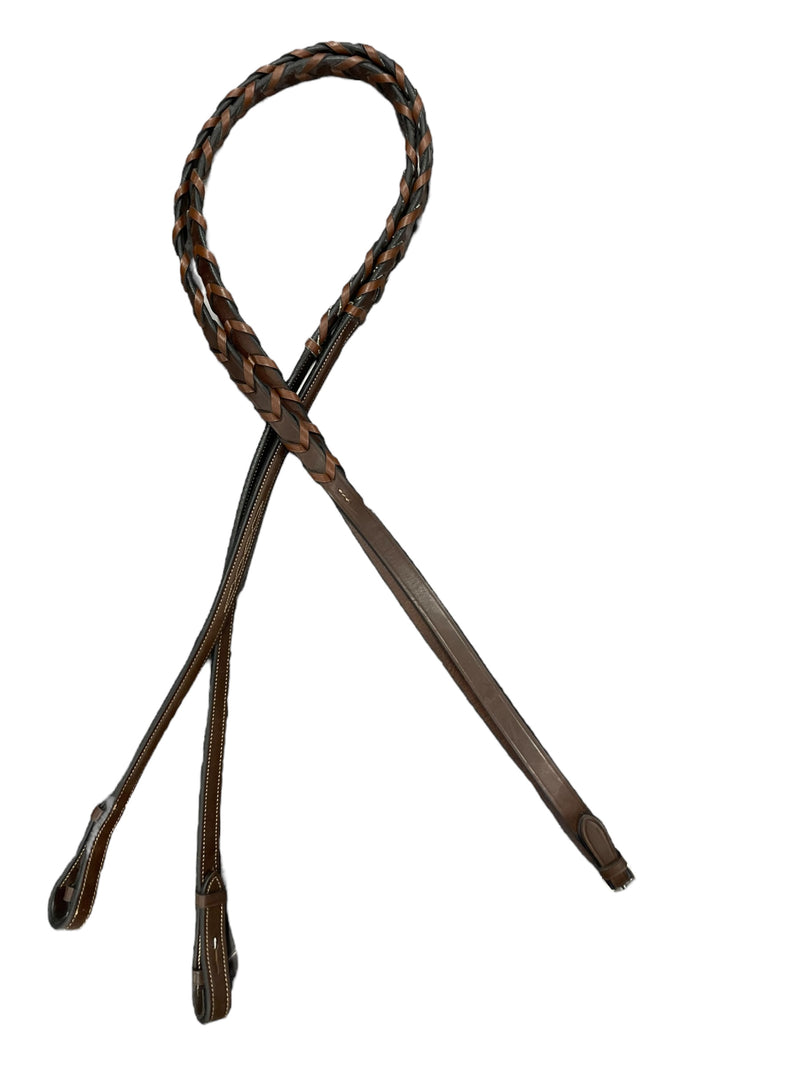 Red Barn Raised Fancy Stitch Reins - Brown - Approx 54" - USED