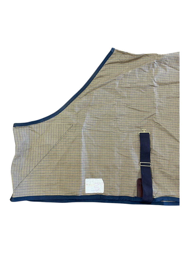 Lightweight Stable Sheet - Tan/Navy Plaid - 74" - USED