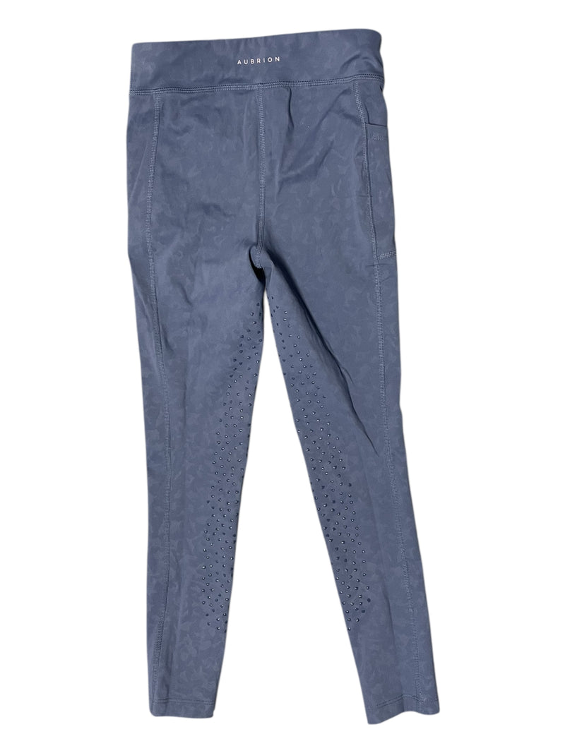 Aubrion Full Leg Tight - Light Blue/Gray Leopard - Youth Age 7-8 - USED