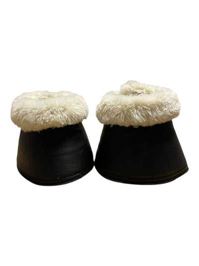 Smartpak Fleece Edge Bell Boots - Black/Natural - L - USED