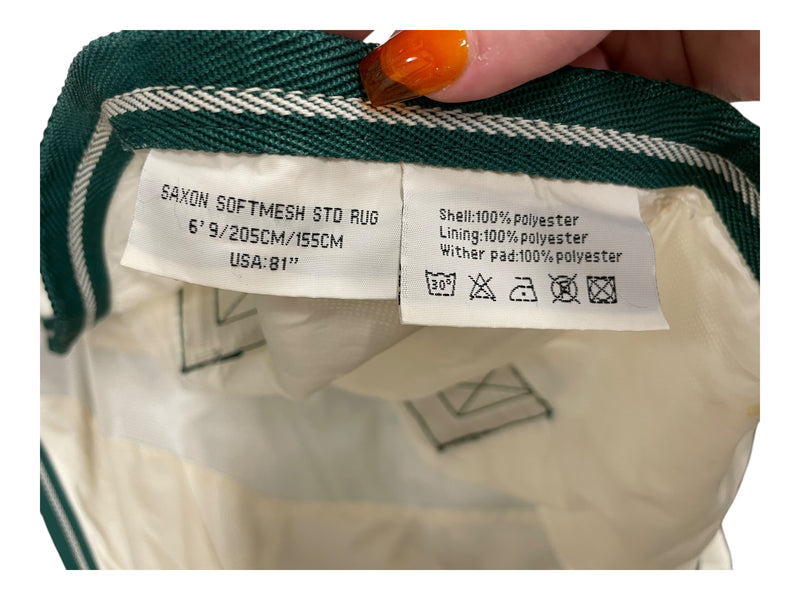 Saxon Bellyband Fly Sheet - White/Green Trim - 81" - USED