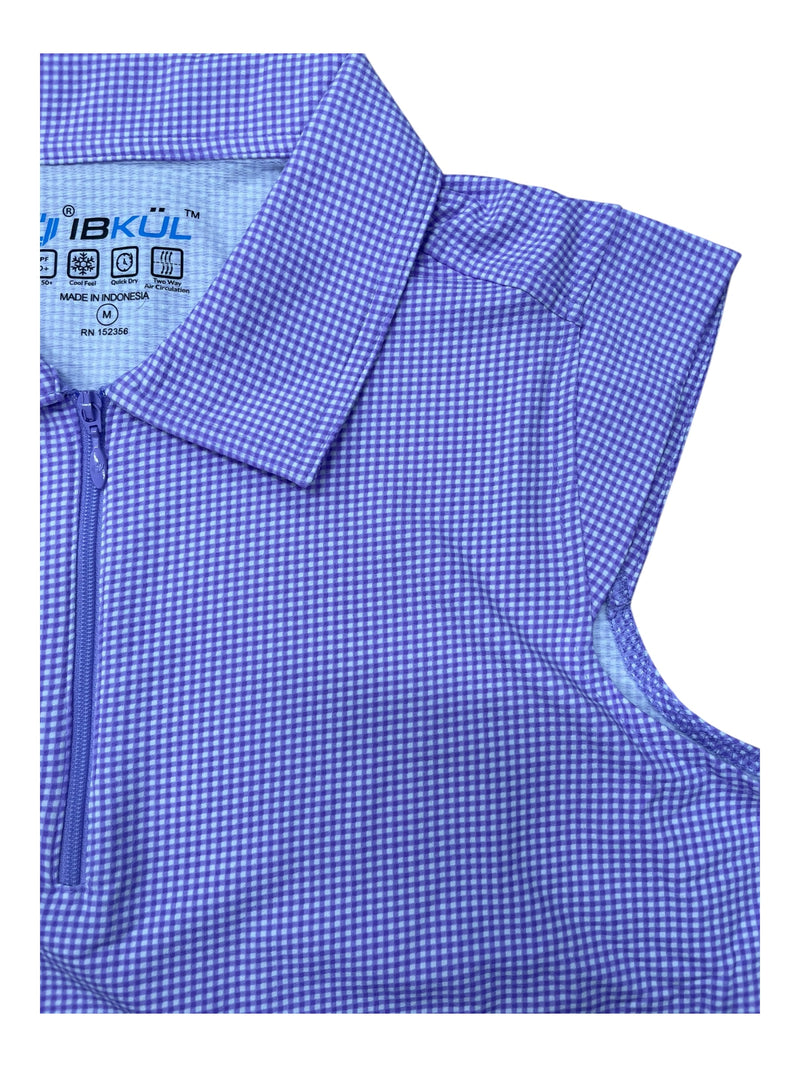 IBKUL Sleeveless Sun Shirt *NWT* - Lavender/White Mini Check - M - USED