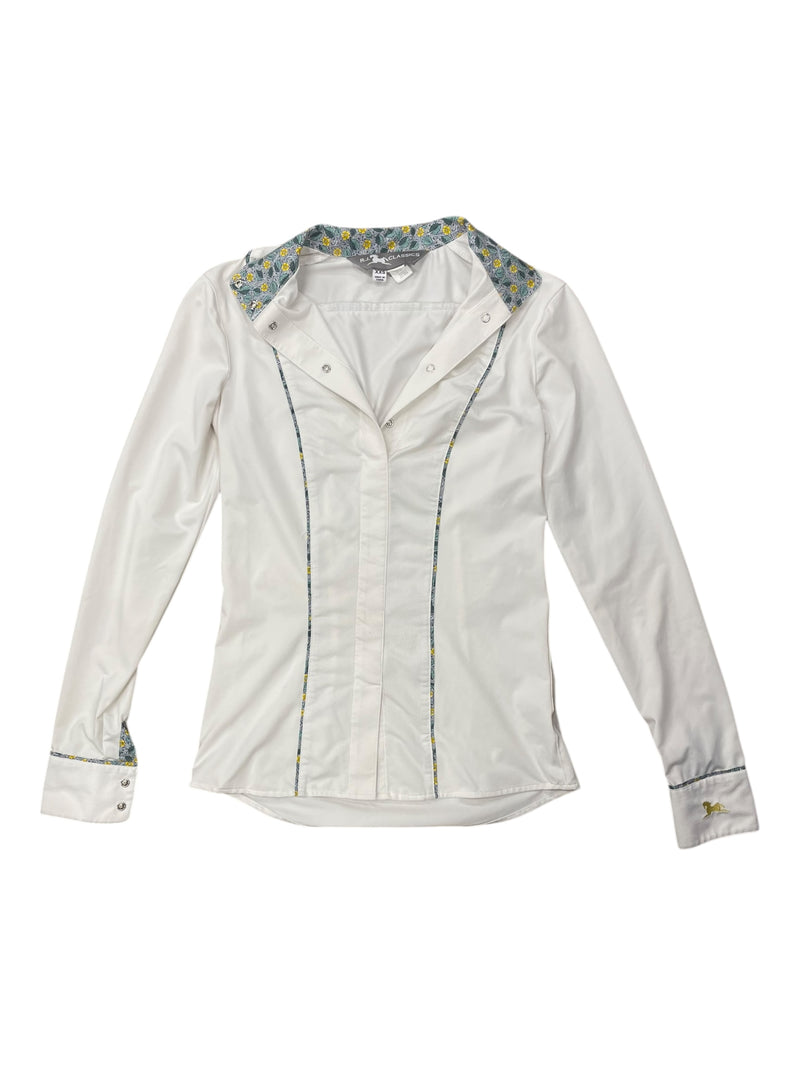 RJ Classics LS Show Shirt - White/Flowers - XXS - USED