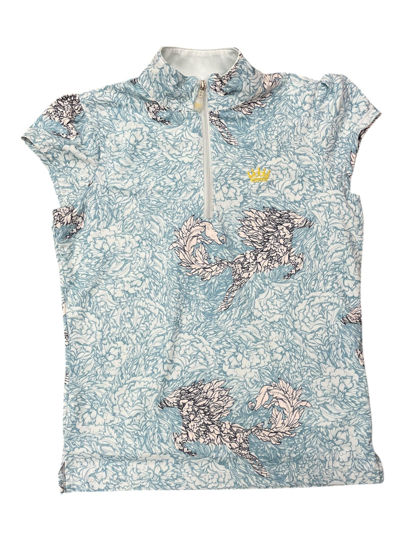 Kastel SS 1/4 Zip - Light Blue Print - Youth M - USED