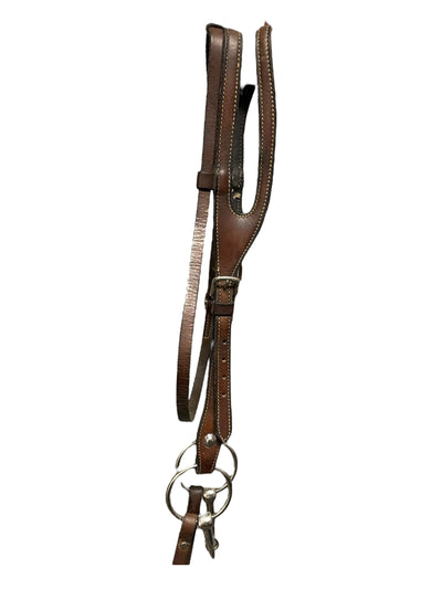 One Ear Headstall W/ Split Reins + Bit - Brown - Approx 5 1/4" - USED
