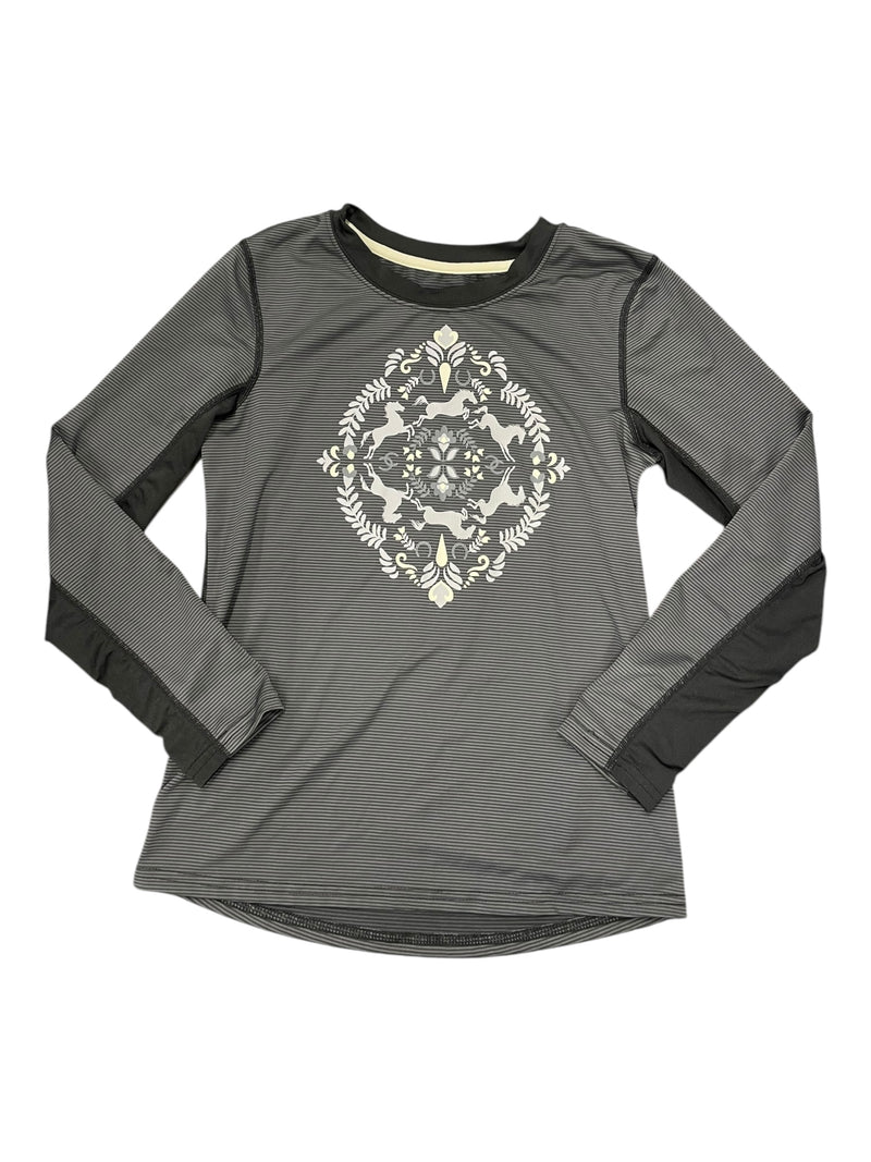 Kerrits LS Tee - Grey/Horse Pattern - Youth M - USED