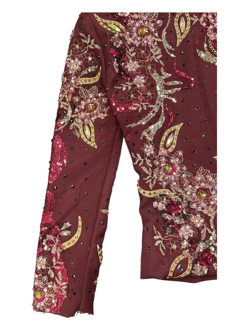 Winning Stitches Custom Showmanship Outfit - Maroon Bling - Approx 4 - USED