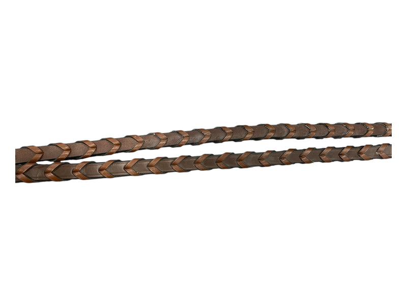 Red Barn Raised Fancy Stitch Reins - Brown - Approx 54" - USED
