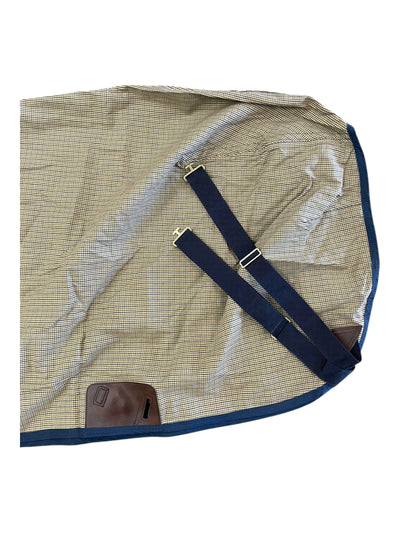 Lightweight Stable Sheet - Tan/Navy Plaid - 74" - USED
