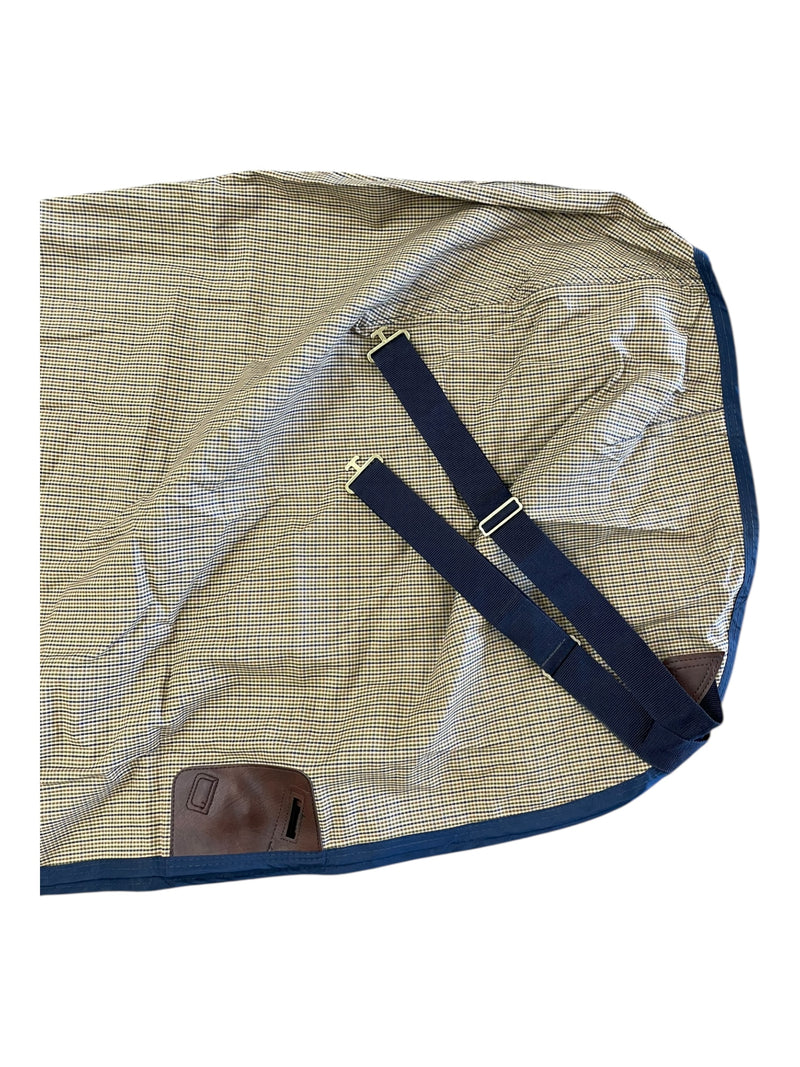 Lightweight Stable Sheet - Tan/Navy Plaid - 74" - USED