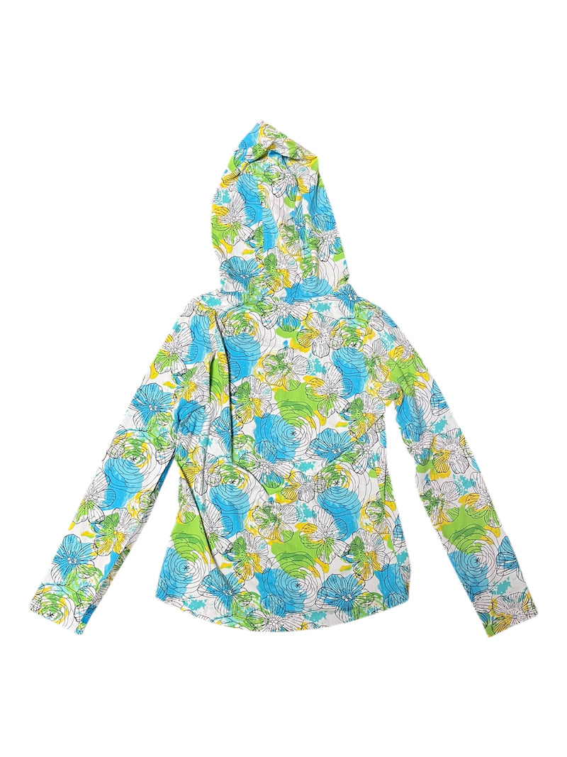 IBKUL LS Hoodie Sun Shirt *NWOT* - Turquoise/Lime Flower - S - USED