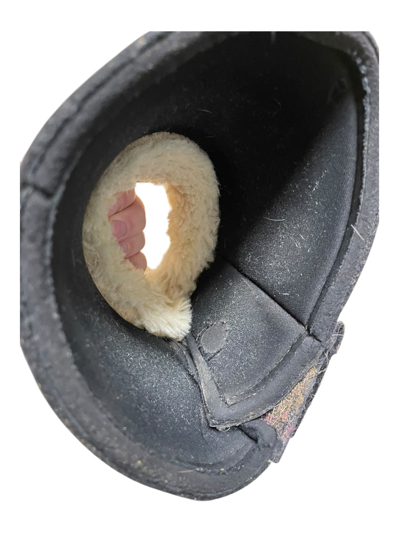 Smartpak Fleece Edge Bell Boots - Black/Natural - L - USED