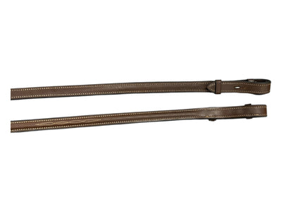Red Barn Raised Fancy Stitch Reins - Brown - Approx 54" - USED